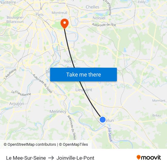 Le Mee-Sur-Seine to Joinville-Le-Pont map