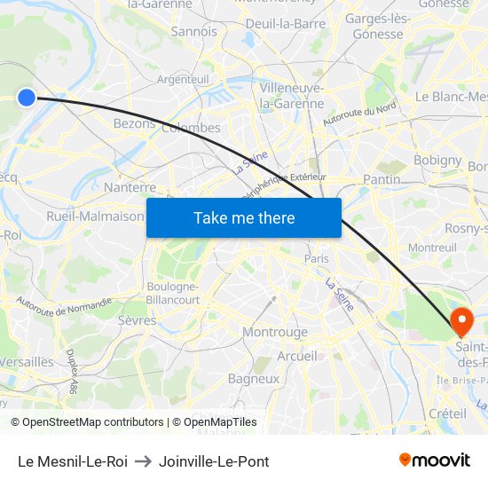 Le Mesnil-Le-Roi to Joinville-Le-Pont map