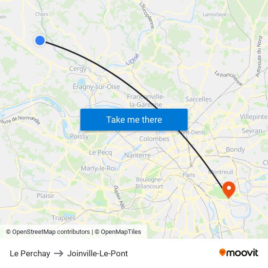Le Perchay to Joinville-Le-Pont map