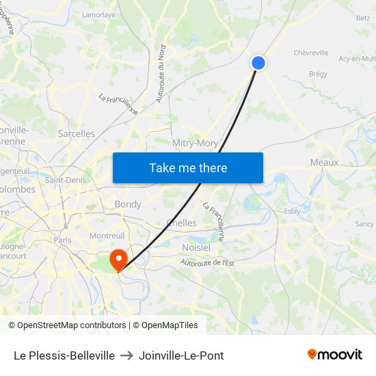 Le Plessis-Belleville to Joinville-Le-Pont map