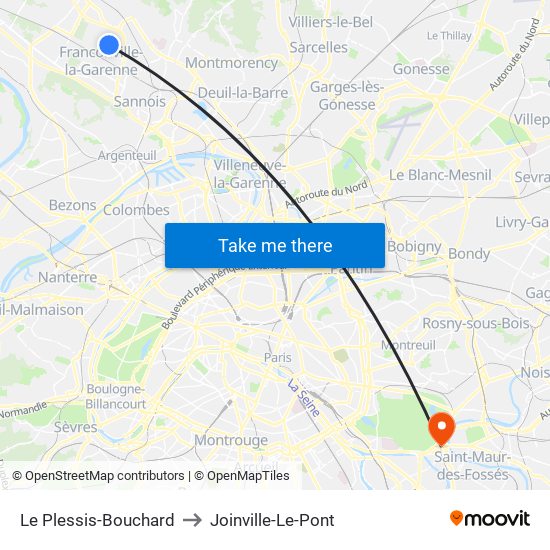 Le Plessis-Bouchard to Joinville-Le-Pont map
