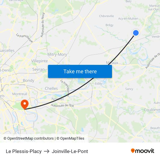 Le Plessis-Placy to Joinville-Le-Pont map