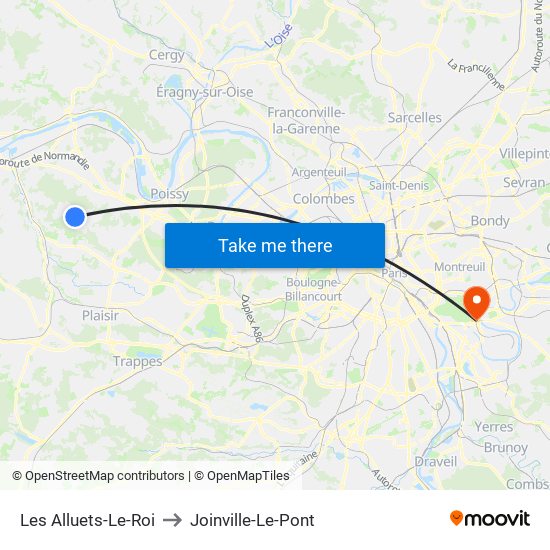 Les Alluets-Le-Roi to Joinville-Le-Pont map