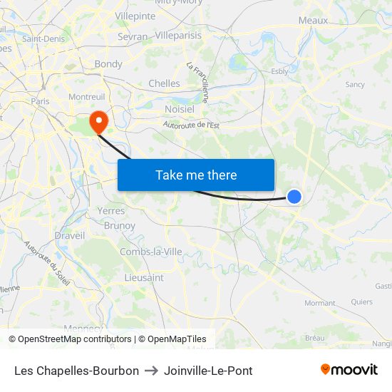 Les Chapelles-Bourbon to Joinville-Le-Pont map