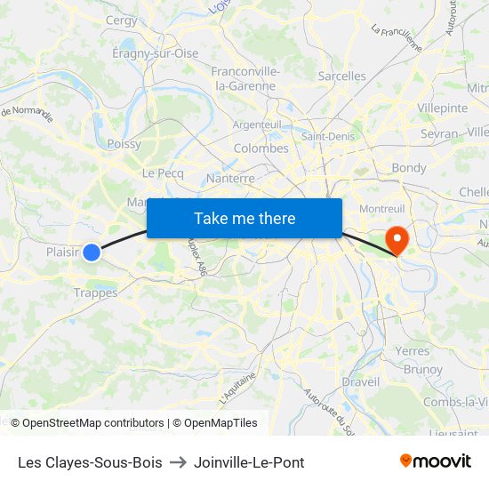 Les Clayes-Sous-Bois to Joinville-Le-Pont map