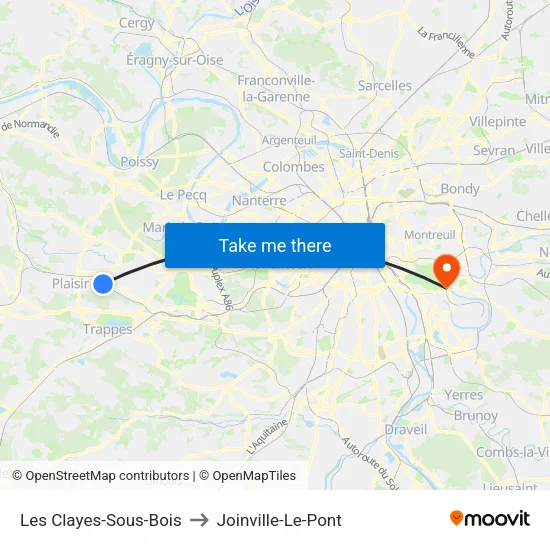 Les Clayes-Sous-Bois to Joinville-Le-Pont map