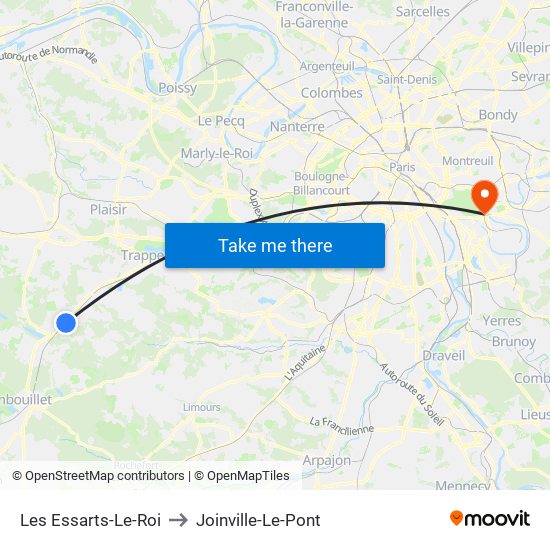 Les Essarts-Le-Roi to Joinville-Le-Pont map