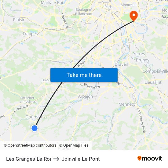 Les Granges-Le-Roi to Joinville-Le-Pont map