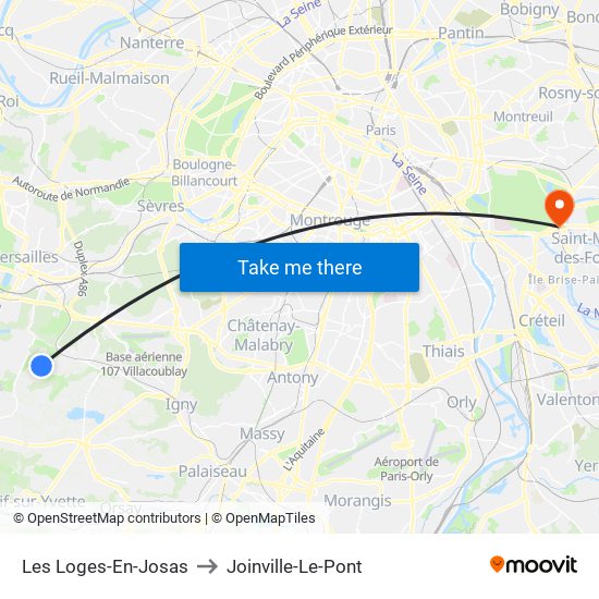 Les Loges-En-Josas to Joinville-Le-Pont map