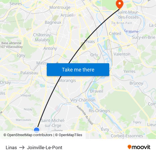 Linas to Joinville-Le-Pont map