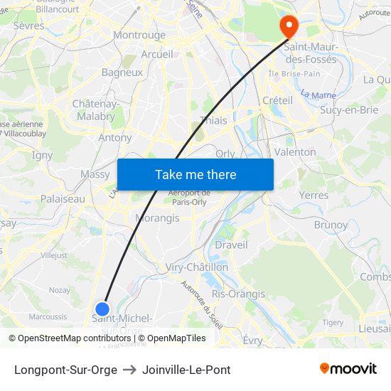 Longpont-Sur-Orge to Joinville-Le-Pont map