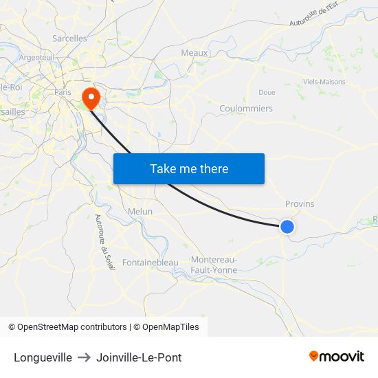 Longueville to Joinville-Le-Pont map
