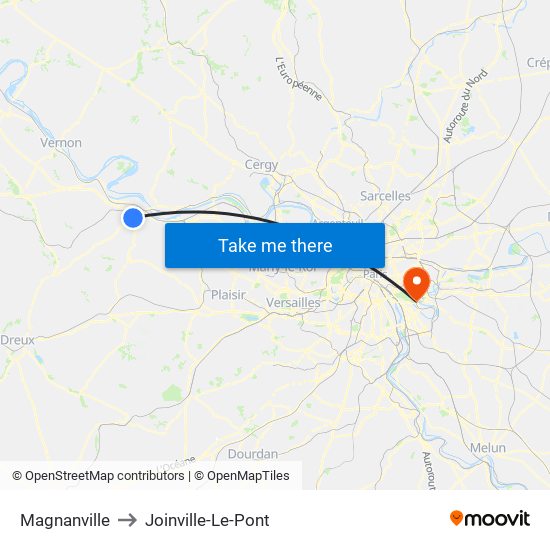 Magnanville to Joinville-Le-Pont map