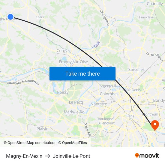 Magny-En-Vexin to Joinville-Le-Pont map