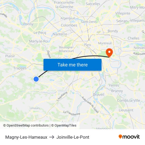 Magny-Les-Hameaux to Joinville-Le-Pont map