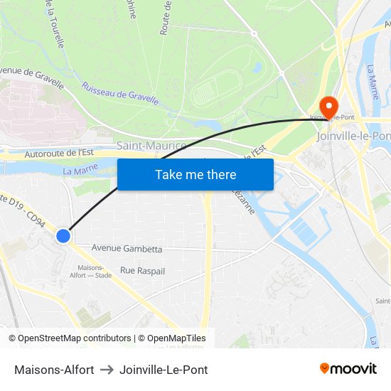 Maisons-Alfort to Joinville-Le-Pont map