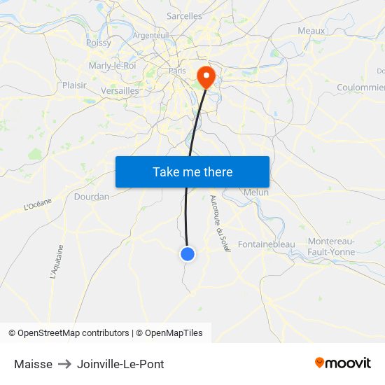 Maisse to Joinville-Le-Pont map