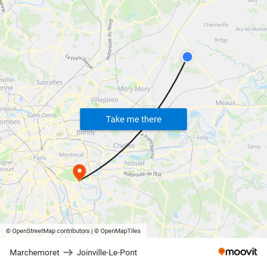 Marchemoret to Joinville-Le-Pont map