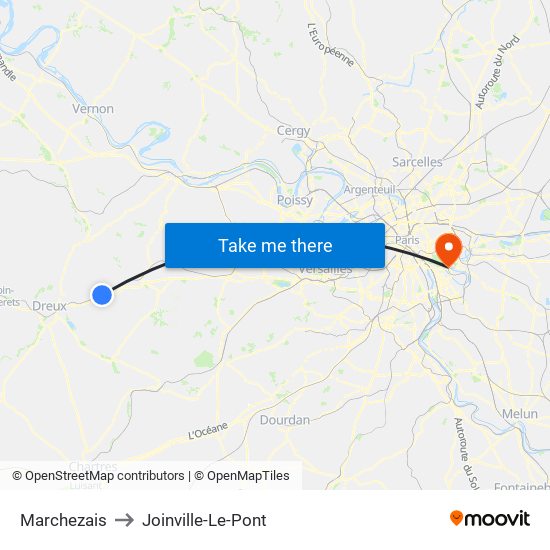Marchezais to Joinville-Le-Pont map