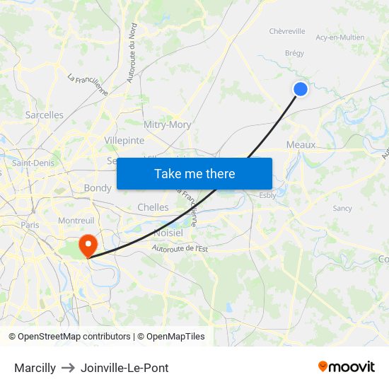 Marcilly to Joinville-Le-Pont map