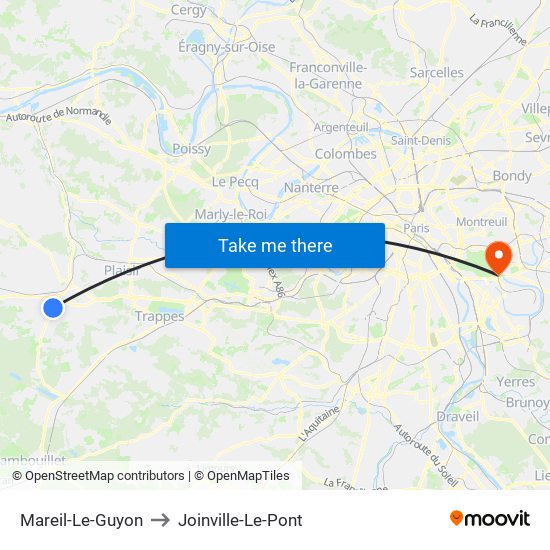 Mareil-Le-Guyon to Joinville-Le-Pont map