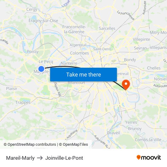 Mareil-Marly to Joinville-Le-Pont map
