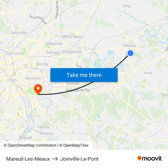 Mareuil-Les-Meaux to Joinville-Le-Pont map
