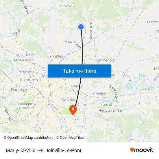Marly-La-Ville to Joinville-Le-Pont map