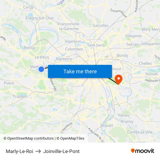 Marly-Le-Roi to Joinville-Le-Pont map