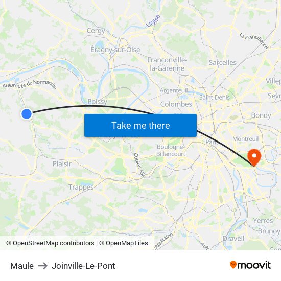 Maule to Joinville-Le-Pont map