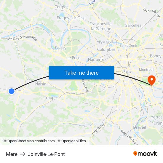 Mere to Joinville-Le-Pont map