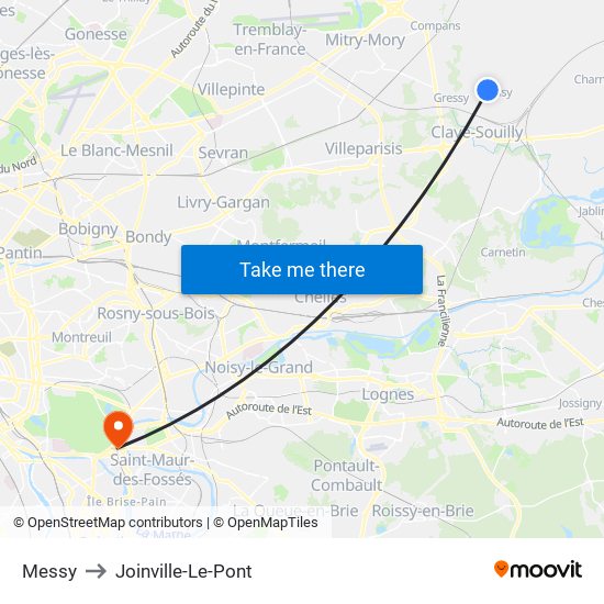 Messy to Joinville-Le-Pont map