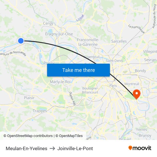 Meulan-En-Yvelines to Joinville-Le-Pont map