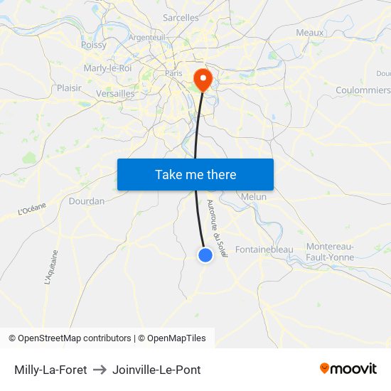 Milly-La-Foret to Joinville-Le-Pont map
