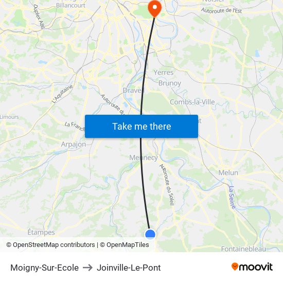Moigny-Sur-Ecole to Joinville-Le-Pont map