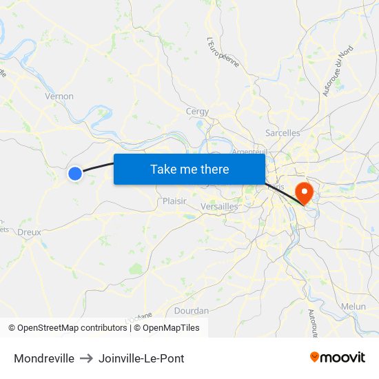 Mondreville to Joinville-Le-Pont map