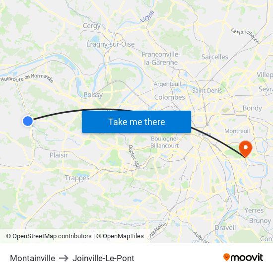 Montainville to Joinville-Le-Pont map