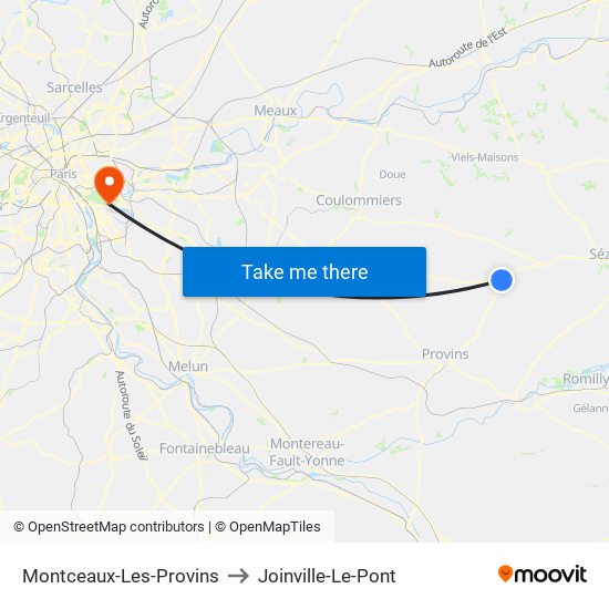 Montceaux-Les-Provins to Joinville-Le-Pont map