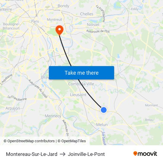 Montereau-Sur-Le-Jard to Joinville-Le-Pont map