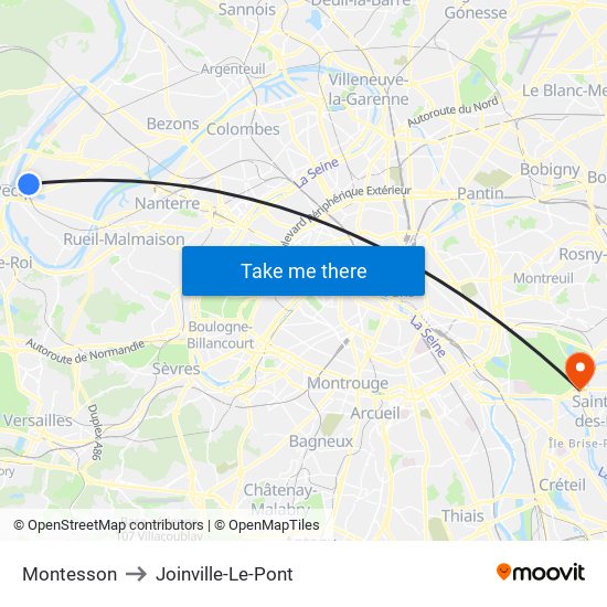 Montesson to Joinville-Le-Pont map