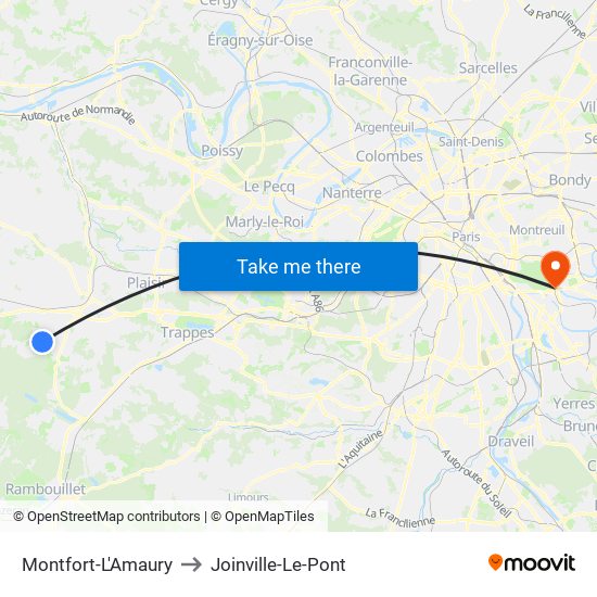 Montfort-L'Amaury to Joinville-Le-Pont map