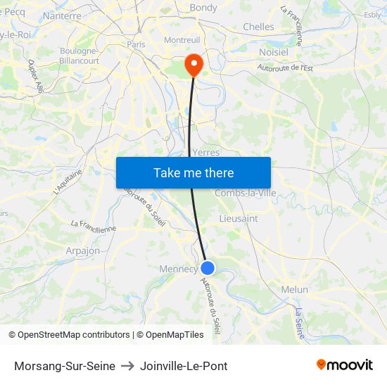 Morsang-Sur-Seine to Joinville-Le-Pont map