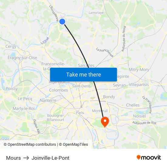 Mours to Joinville-Le-Pont map