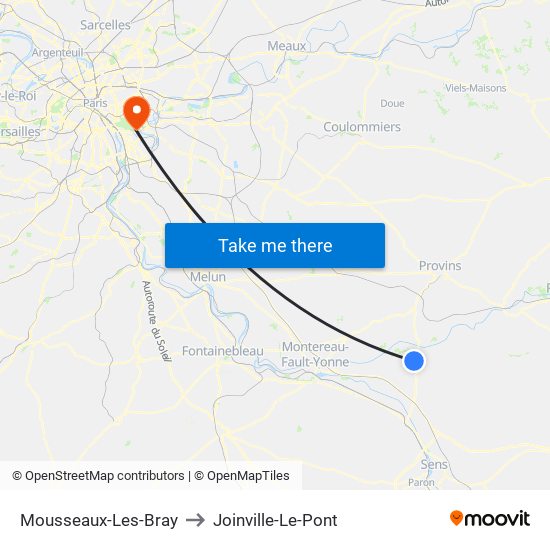 Mousseaux-Les-Bray to Joinville-Le-Pont map
