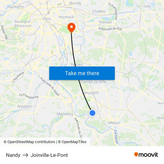 Nandy to Joinville-Le-Pont map