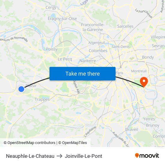 Neauphle-Le-Chateau to Joinville-Le-Pont map