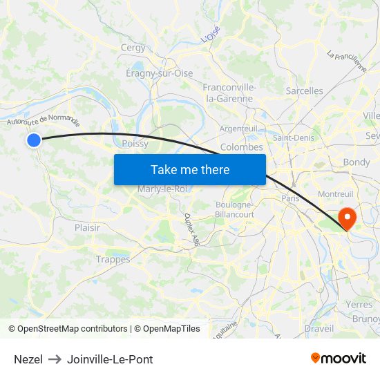 Nezel to Joinville-Le-Pont map