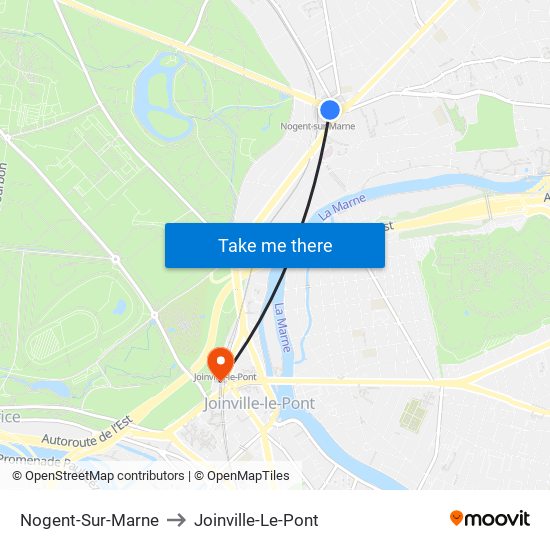 Nogent-Sur-Marne to Joinville-Le-Pont map