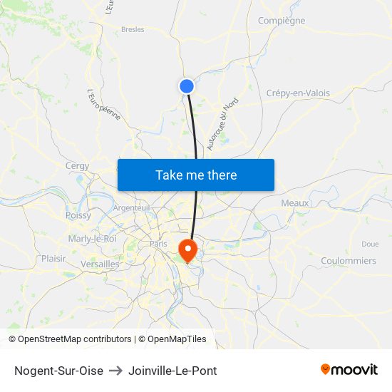 Nogent-Sur-Oise to Joinville-Le-Pont map