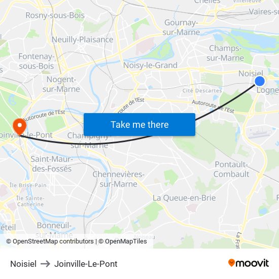Noisiel to Joinville-Le-Pont map